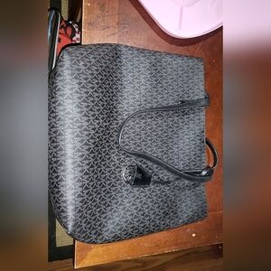 Michael Kors Black/Gray Signature MK Laptop Tote